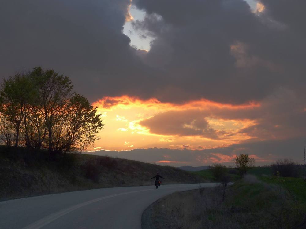 Cycling with sunset
