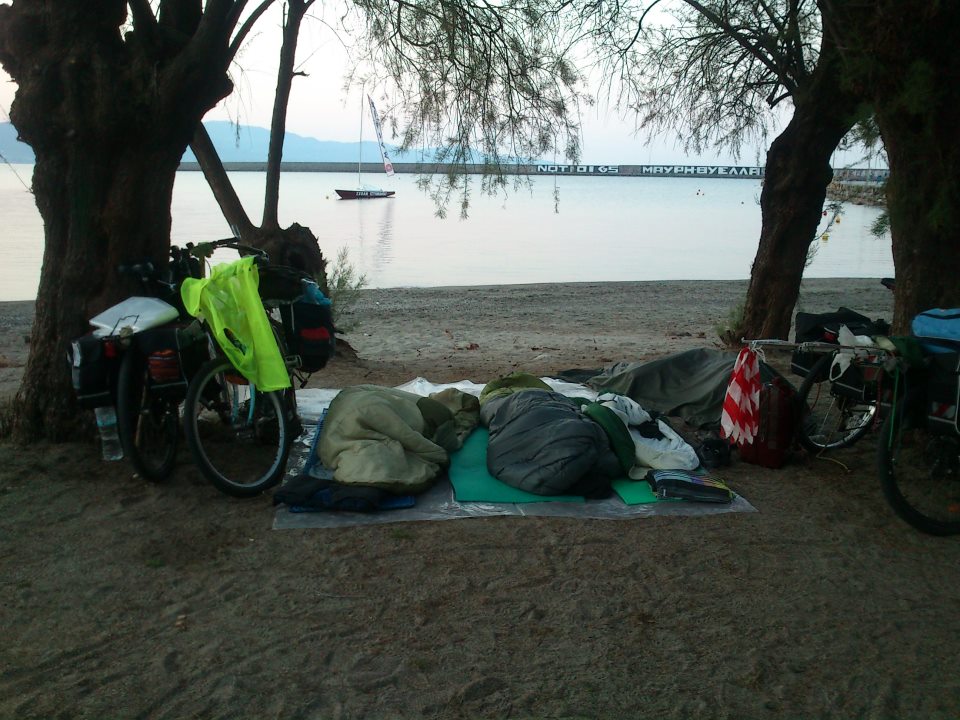Beutiful sleeping spot in Kalamata city after hours and hours on bike